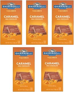 Ghirardelli Milk Chocolate Caramel Square Bars, Pack of 5-4.8 oz Bars