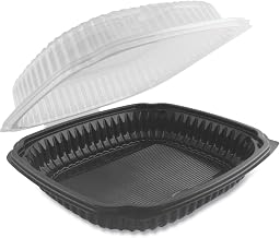 Anchor Packaging Culinary Lites Microwavable Container, 39 oz, 9 x 9 x 3.01, Clear/Black, Plastic, 100/Carton