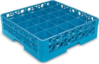Carlisle FoodService Products Opticlean 25-Compartment Glass Rack with 1 Extender, Blue , 5.56"