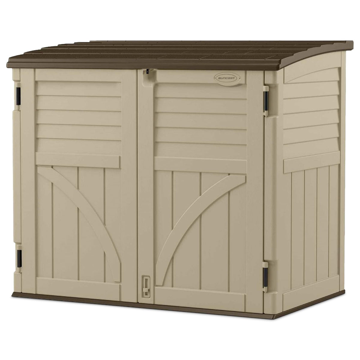 Horizontal Shed by Suncast – 34 cu. ft., Plastic, sand, Model BMS3400