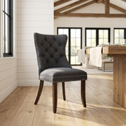 Wooden Parsons Dining Chair with Finish by Furnifact – Wood, Antique Walnut, Pack of 2
