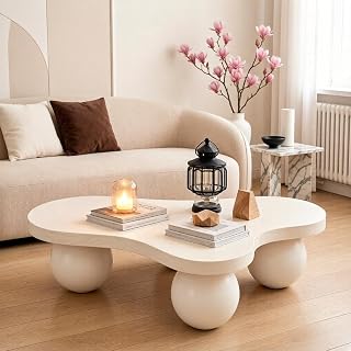 Coffee Tables for Living Room, Coffee Table, Mesa de Centro - Modern | MDF with ash wood veneer, water ripple texture, wear-resistant surface, safe rounded edges, ABS ball feet p