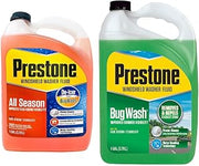 3-in-1 All Season Year Round Windshield Washer Fluid 0 Degree (1 Gallon) and Prestone Bug Wash Windshield Washer Fluid, 1 Gallon Bundle