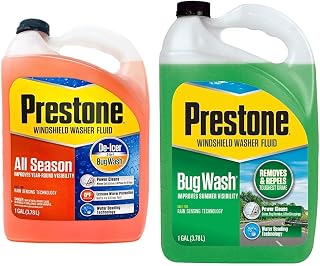 3-in-1 All Season Year Round Windshield Washer Fluid 0 Degree (1 Gallon) and Prestone Bug Wash Windshield Washer Fluid, 1 Gallon Bundle