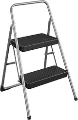 CoscoProducts COSCO 11137PBL1E 2 Household Folding Step Stool, ANSI Type 3, 200 lb Weight Capacity, Platinum