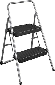 CoscoProducts COSCO 11137PBL1E 2 Household Folding Step Stool, ANSI Type 3, 200 lb Weight Capacity, Platinum