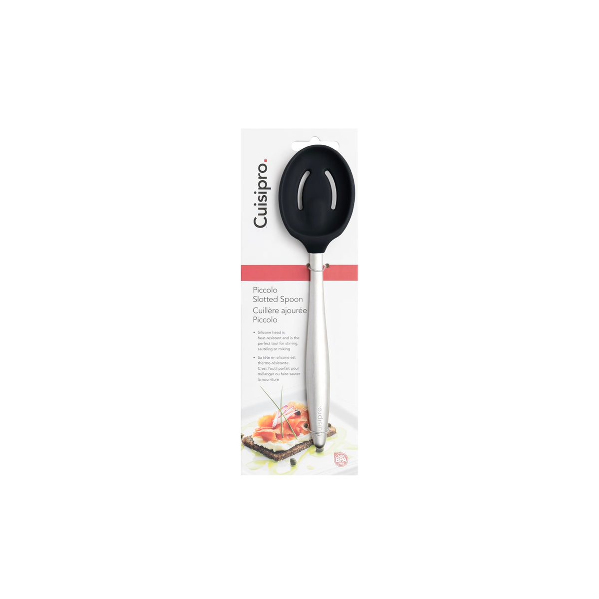 PICCOLO 8" Silicone Slotted Spoon by Cuisipro – 8", Silicone, Black, Model CSP-74737702