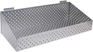 Tapered Perforated Metal Slatwall Shelves, Silver