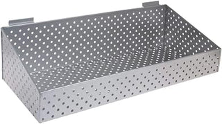 Tapered Perforated Metal Slatwall Shelves, Silver