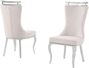 Luxury High-Back Accent Dining Chair, Elegant Boucle Fabric or Leath-aire Upholstery, Glam Wingback Design with Chrome Cabriole Legs, Set of 2 Modern Vanity Seat (Gold/Silver)