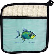 Betsy Drake PT114C Triggerfish on Aqua Pot Holder
