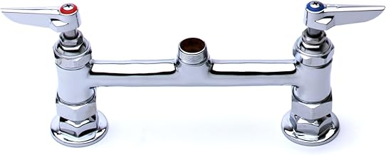 T&S Brass B-0220-LN B-0220-Ln, Double Pantry Swivel Base Faucet, Deck Mount, 8-Inch Centers, Lever Handles, Less Nozzle