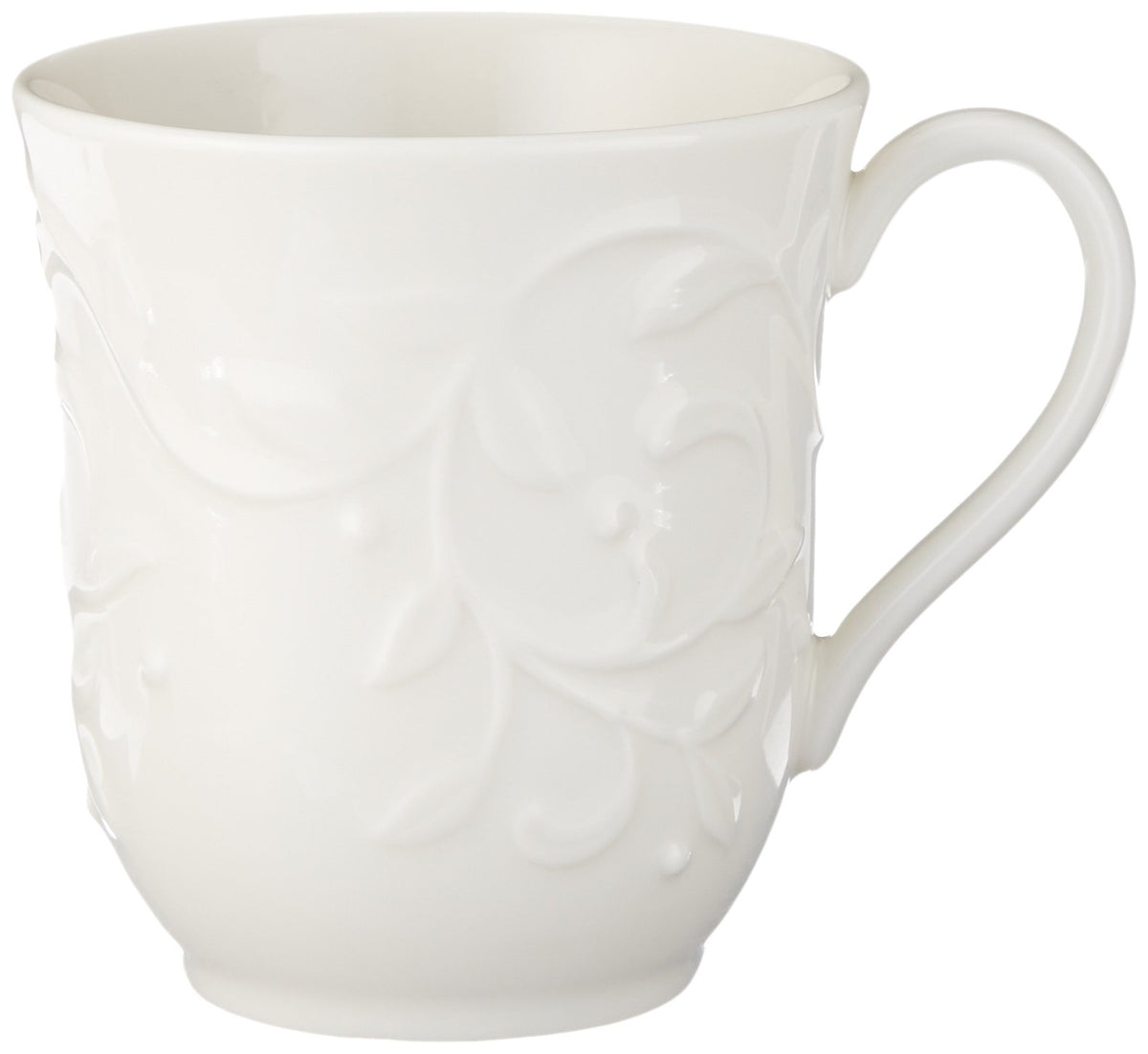 Opal Innocence Carved Mugs by Lenox – 12 Ounces, 12 fluid_ounces, Stoneware, White, Model 31881
