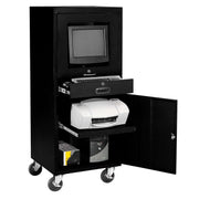 Mobile Security Computer Cabinet by Global Industrial – 24.5"W x 22.5"D x 60.38"H, Alloy Steel, Black, Model 706669BK