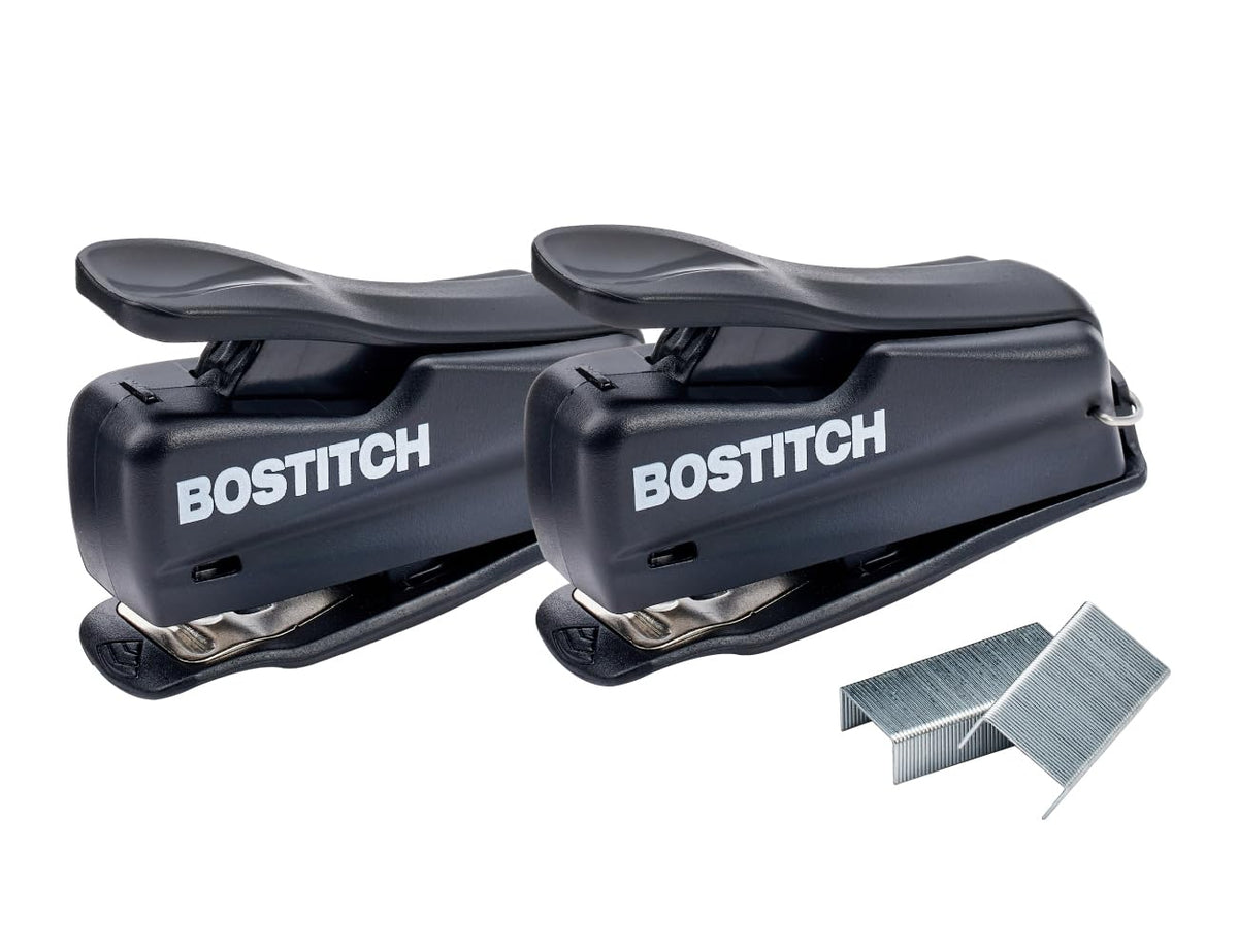 Nano Mini Staplers by Bostitch – 2 Count, Plastic, Black, Pack of 2, Model 1830-2PK