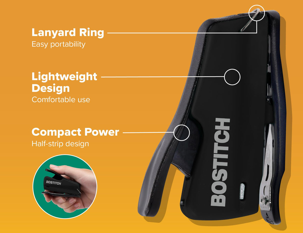 Nano Mini Staplers by Bostitch – 2 Count, Plastic, Black, Pack of 2, Model 1830-2PK