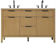 54" Double Bathroom Vanity in Honey Teak