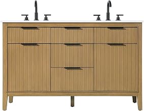 54" Double Bathroom Vanity in Honey Teak