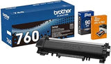 Brother Genuine TN760 Black High Yield Toner Cartridge, Up to 3,000 Pages, Bundle with Deco Essentials Printer eBook, for HL-L2350DW, MFC-L2710DW, MFC-L2750DW, HL-L2395DW