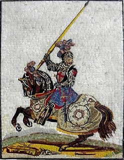 Spartan Warrior Carrying Spear Stone Mosaic Mural
