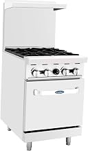 CookRite Commercial Natural Gas Range 24 4 Burner Hotplates With Standard Oven - 124,000 BTU
