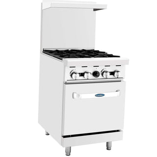 CookRite Commercial Natural Gas Range 24 4 Burner Hotplates With Standard Oven by Atosa – Silver, Model AGR-4B-NG