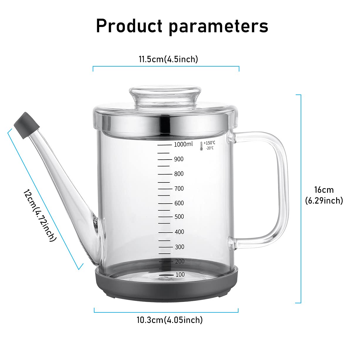 MeiAoJia Gravy Fat Separator, 1000ml Borosilicate Glass with Strainer, Transparent