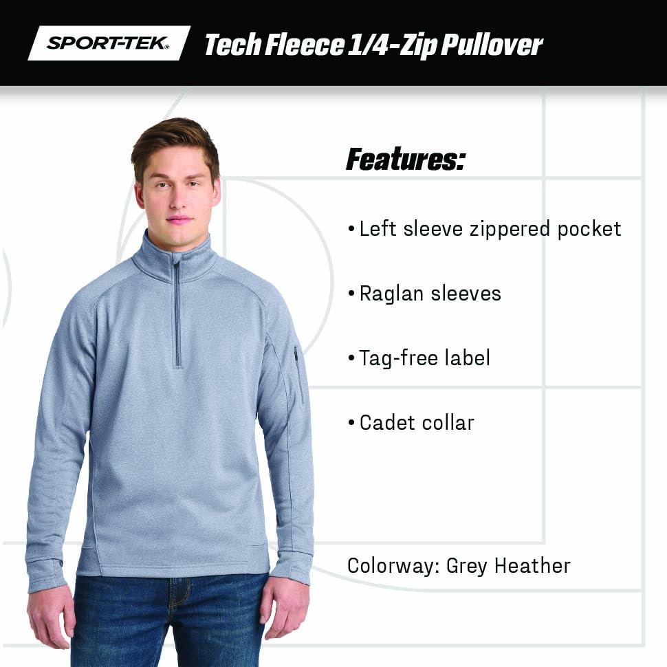 Unisex Tech Fleece Quarter Zip Pullover Black by SPORT-TEK – XX-Large, Polyester, Black, Model F247