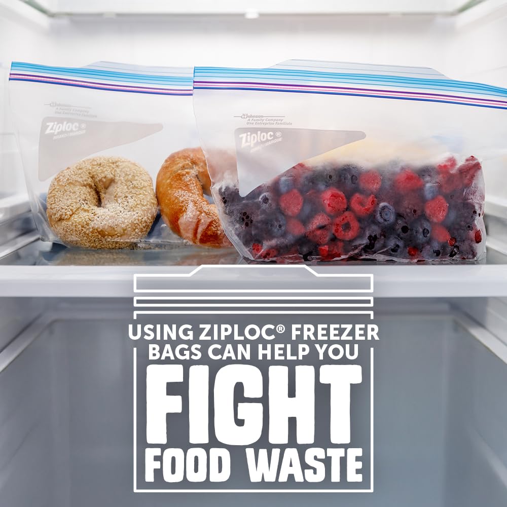 Half Gallon Food Storage Freezer Bags by Ziploc – Half Gallon, 1.89 liters, Pack of 9, Model 386241