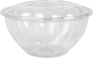 ECO PRODUCTS Compostable Clear PLA Plastic 32oz Salad Bowl With Lid, Case of 150, Grab 'n' Go Round Cold Takeout Food Containers, Renewable Plant-Based, Disposable, ASTM Compliant, BPI-Certified