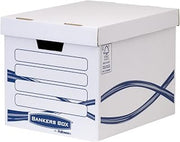 Bankers Box Basic Storage Box, Large - White/Blue, Pack of 10