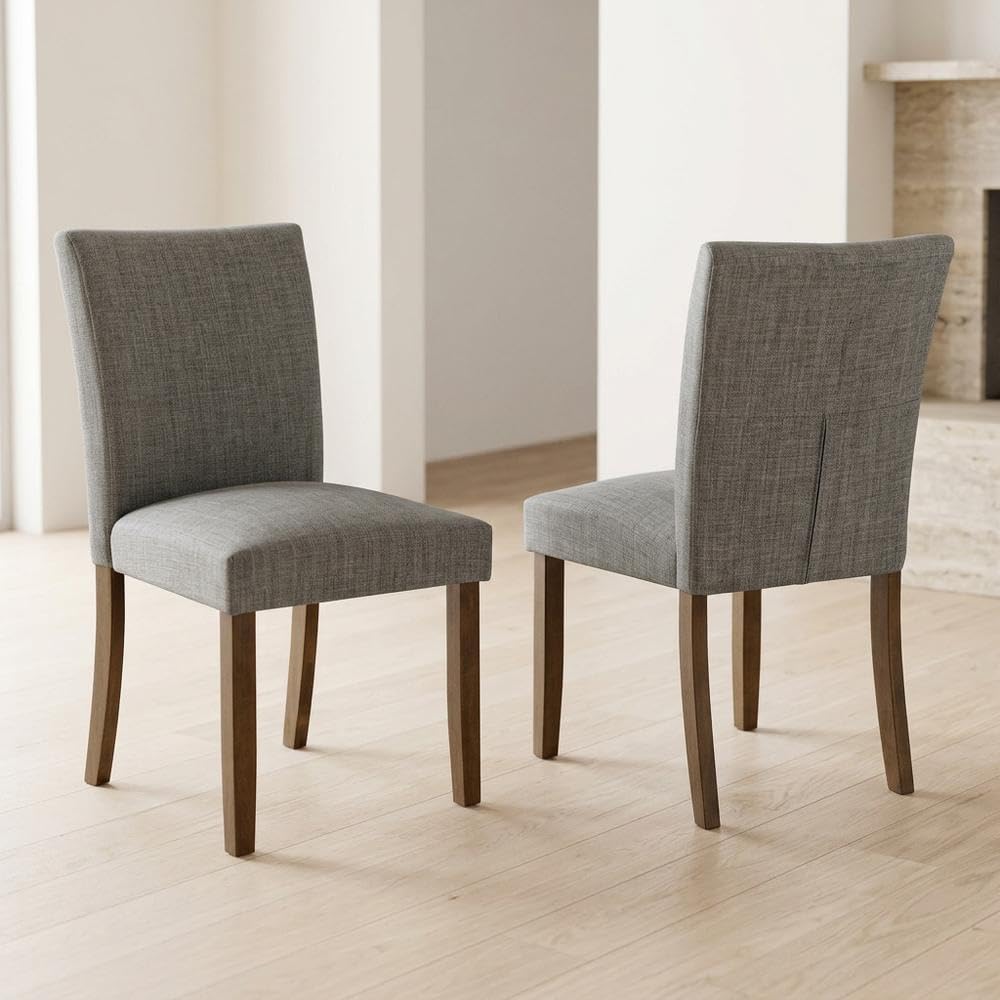 Polyester Upholstered Dining Side Chairs Set of by Furnifact – Upholstered, Grey, Pack of 2
