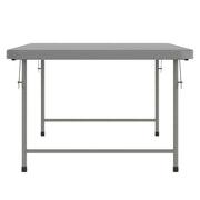 Kids 4.93 ft Plastic Folding Table by Flash Furniture – 30"W x 60"L x 19"H, Plastic, Plastic: Polyethylene, Metal, Granite Gray, Model RB-3060-KID-GY-GG