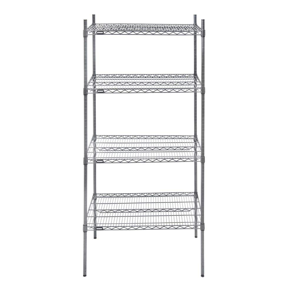 Shelving Unit with 4 Shelves Grey - 36" L x 24" W x 74" H by HUBERT – Alloy Steel, Flint, Model K2436-4F