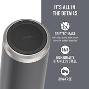 ICON SERIES Stainless Steel Water Bottle with Screw Top Lid - 32 Ounce by THERMOS – 32 Ounces, 32.0 fluid_ounces, Stainless Steel, Granite, Model IS2302GT4