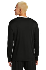 Competitor United Long Sleeve Crew | Gym T-Shirt for Men & Women by SPORT-TEK – Large, Black/ White, Model ST100LS