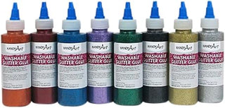 Handy Art Washable Glitter Glue Set, Assorted Colors, Set of 8