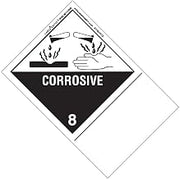 Labelmaster ETHSNV13 Corrosive Label, Blank, Shipping Name, PVCF, Extended Tab, Hazmat, 5.9" x 4" (Pack of 500)
