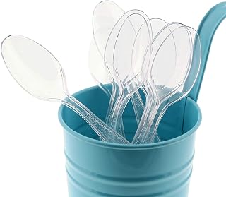 AmerCareRoyal Heavy Weight Unwrapped Disposable Polystyrene Plastic Teaspoons for Restaurants and Catering, Clear, Pack of 1000