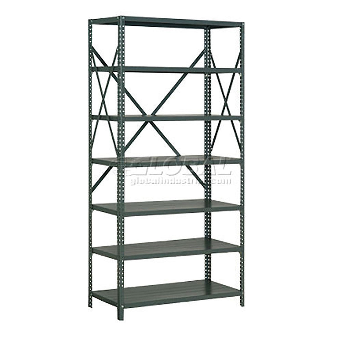 Global Industrial 7 Shelf – 20 Ga Open Steel Shelving Unit, 36" W x 12" D x 73" H, Gray