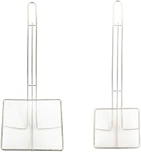 Thunder Group Fine Mesh Deep Fryer Oil Skimmer/Strainer – Professional Set of Two - One 7” And One 5” Square Cooking Skimmers