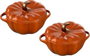 STAUB Ceramic 2-pc Petite Pumpkin Cocotte Set, 0.5-qt/16-oz, Burnt Orange