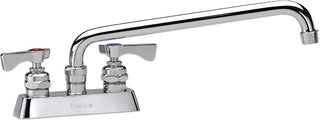 Krowne 15-312L Deck Mount Faucet, 4-Inch Centers, 12-Inch Swing Spout, Ceramic Cartridge Valve with Built-In Backflow Preventers, Chrome Finish, Low Lead Compliant