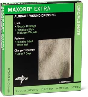 Medline Maxorb Extra Dressings, 4" x 4" (Pack of 10)