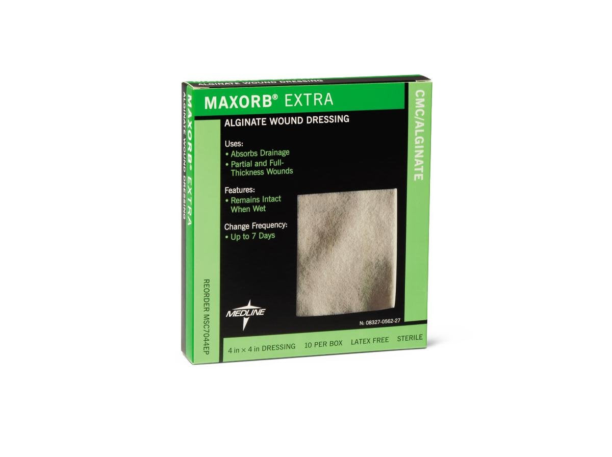 Maxorb Extra Dressings by Medline – 4" x 4", Latex Free, Pack of 10, Model MSC7044EPZ