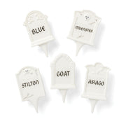 Halloween Headstone Cheese Markers Set by Lenox – 5 Count, Porcelain, White, Pack of 5, Model 899290