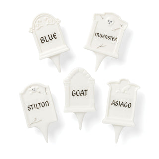 Halloween Headstone Cheese Markers Set by Lenox – 5 Count, Porcelain, White, Pack of 5, Model 899290
