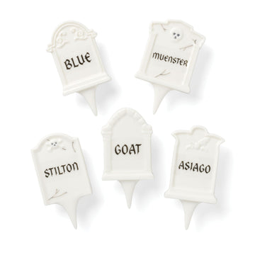 Halloween Headstone Cheese Markers Set by Lenox – 5 Count, Porcelain, White, Pack of 5, Model 899290