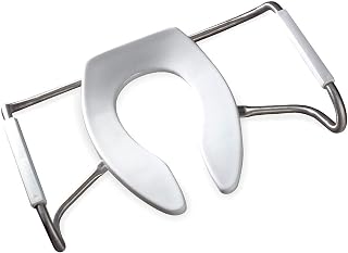 Bemis MA2155T Medic-Aid Open Front Toilet Seat with Safety Side Arms, ROUND, Long Lasting Solid Plastic, White