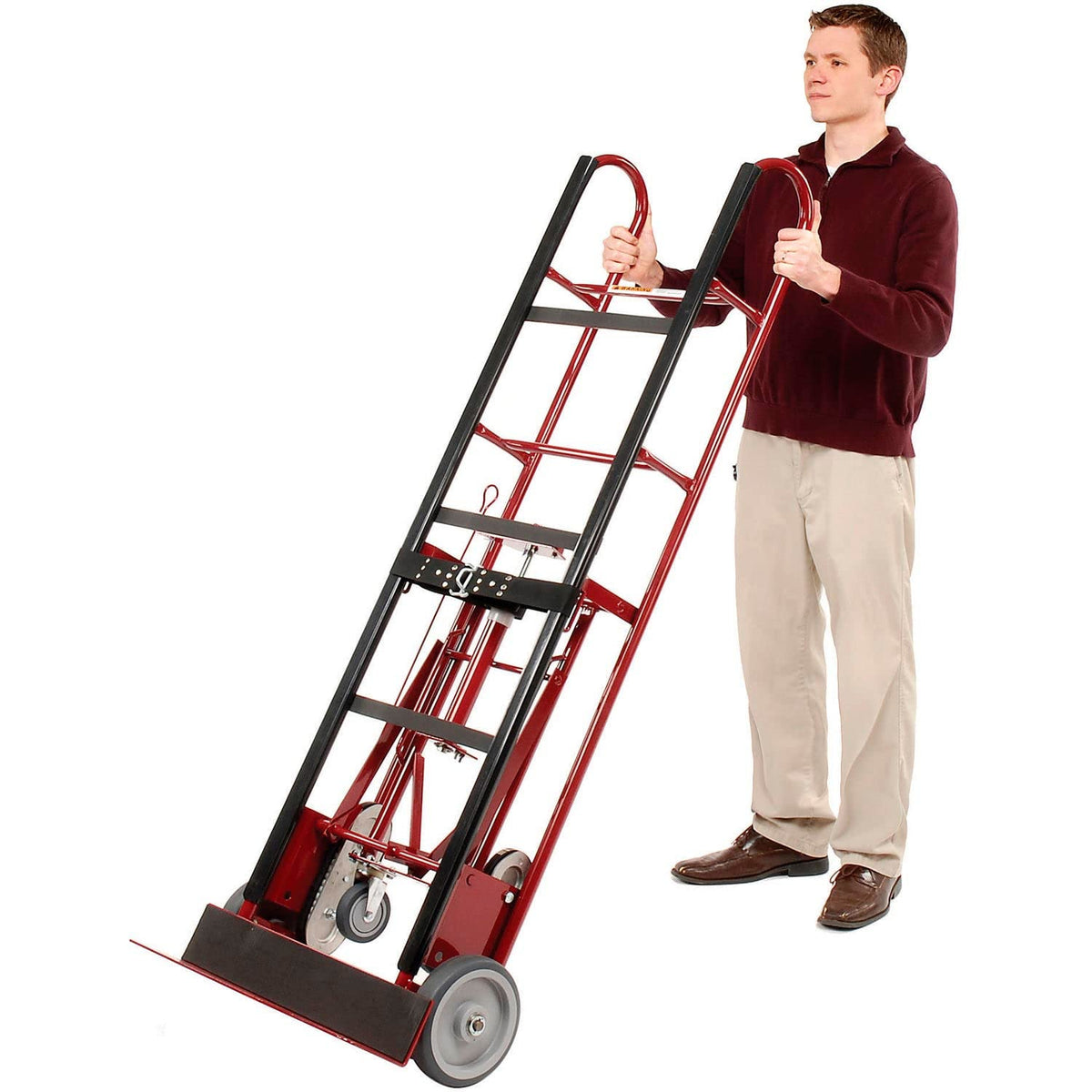 4-Wheel Professional Appliance Hand Truck by Global Industrial – 67"L x 17"W x 66"H, Alloy Steel, Red, Model 168031
